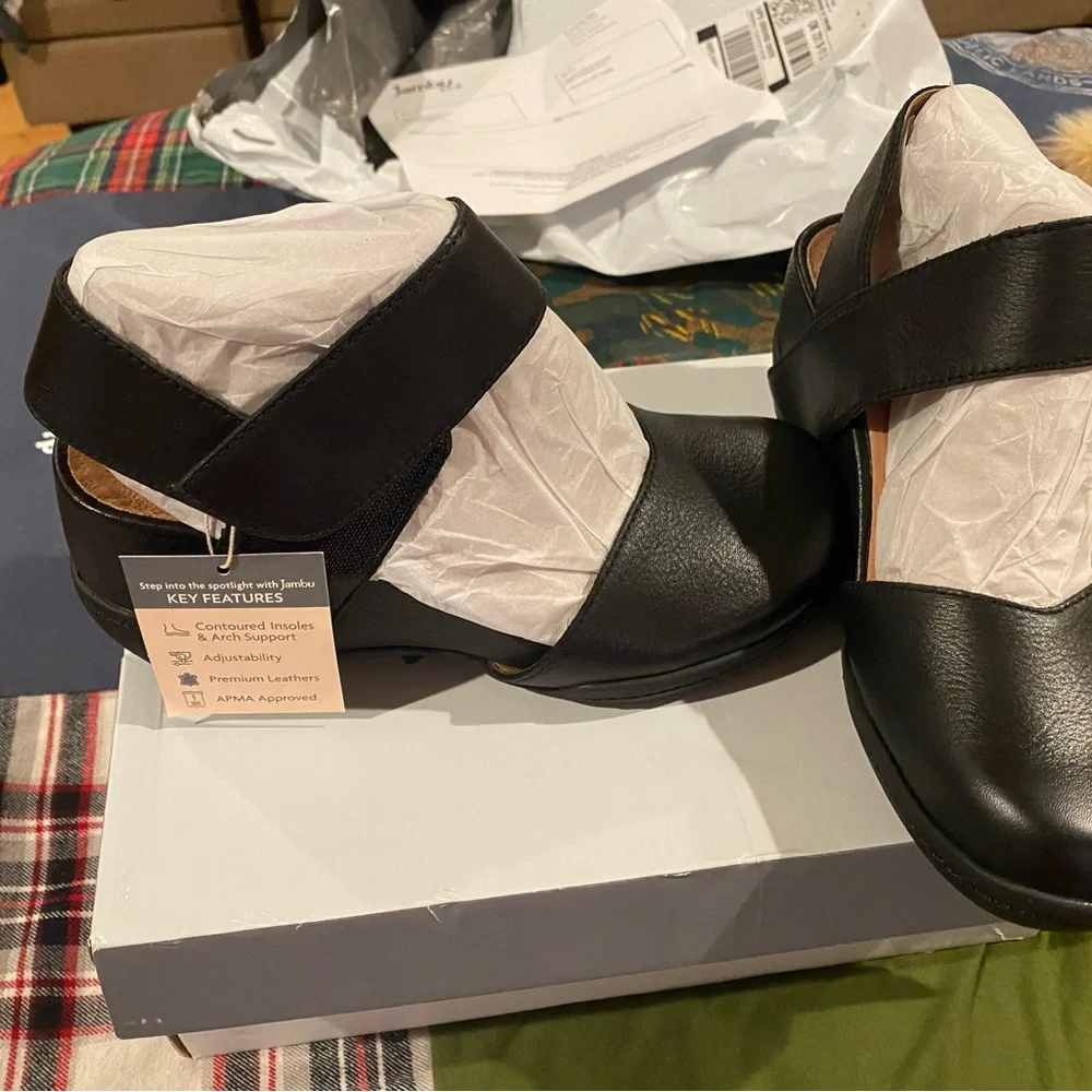 NWT and dustbags Jambu Black Leather Slip-On Loafer with Elastic Panels 6